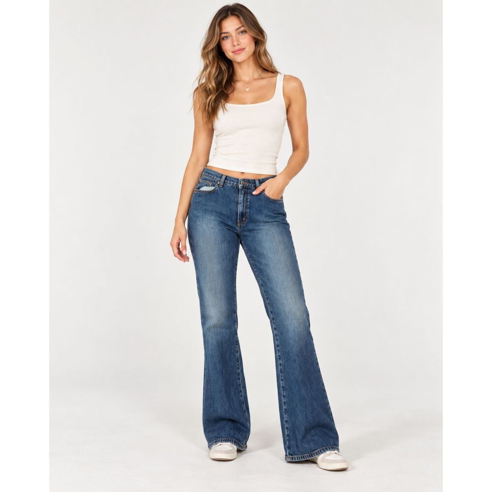 Vintage Bongo Jeans Flare Cotton Size 13 Juniors Y2k Hippie Festival Boho